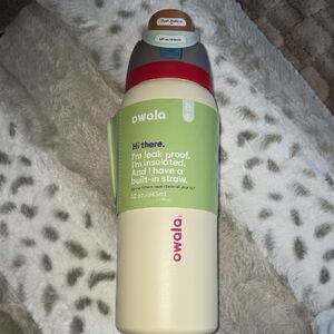 Owala Cream and Red Insulated Water Bottle
